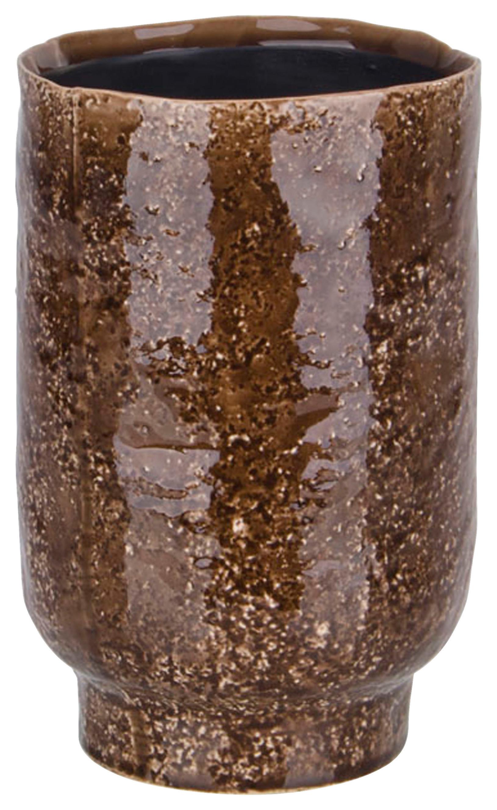 Obal Na Kvetináč Livi, 13,3/20,5 Cm - tmavohnedá, keramika (13,3/20,5cm) - Premium Living
