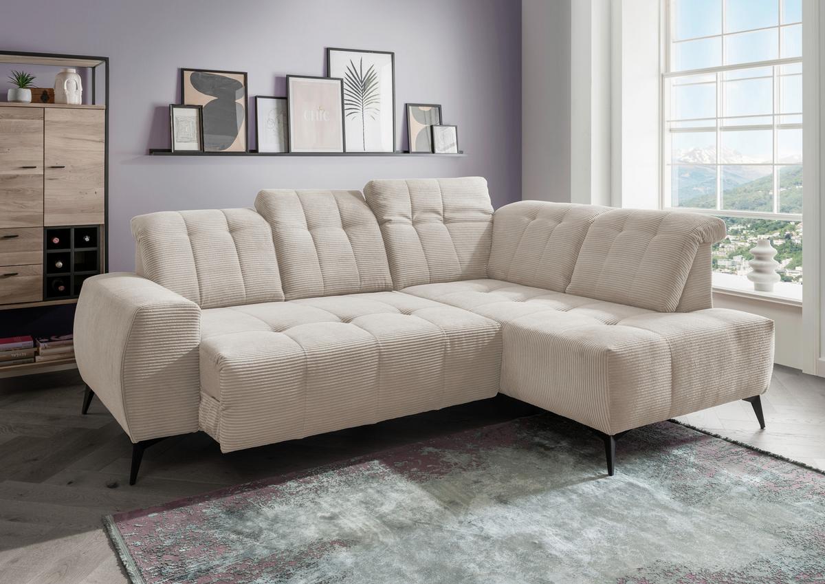 Ecksofa Mit Usb Anschluss Sano, Beige, S: 261x200 Cm - Beige/Schwarz, MODERN, Textil (261/200cm) - Livetastic