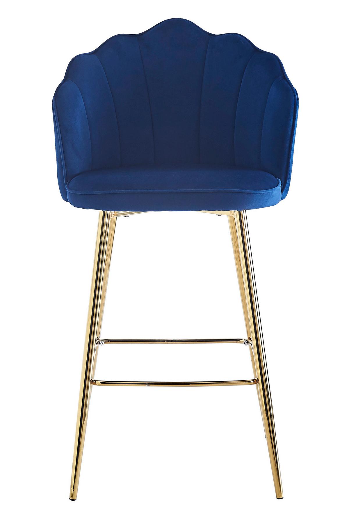 Barhocker-Set Dunkelblau B: 52 cm - Goldfarben/Dunkelblau, MODERN, Textil/Metall (52/100/54cm) - Livetastic