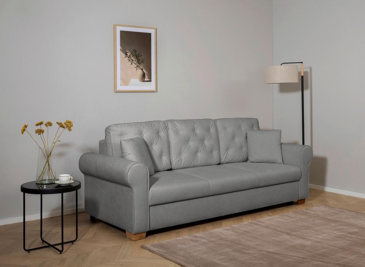 Schlafsofa Arles, Grau 70 B: 240 Cm - Buchefarben/Grau, Design, Textil (240/94/98cm) - MID.YOU