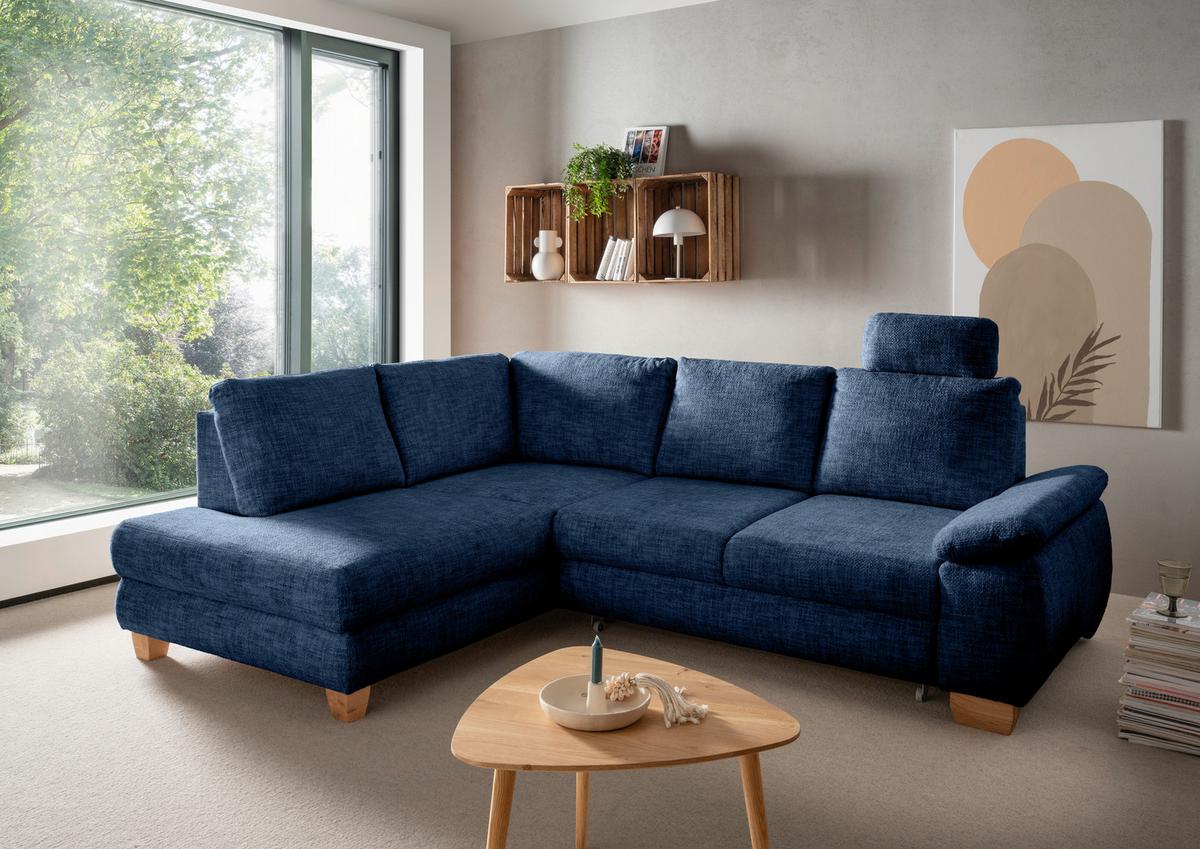 Eckschlafsofa Positano, Blau S: 206x265 Cm - Wildeiche/Blau, MODERN, Textil (206/265cm) - Livetastic
