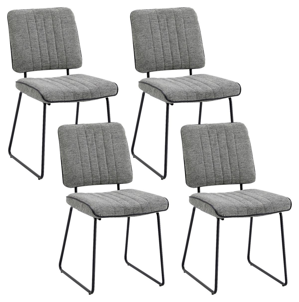 Stuhl-set Liam - Schwarz/Grau, MODERN, Textil/Metall (45/83/61cm) - MID.YOU