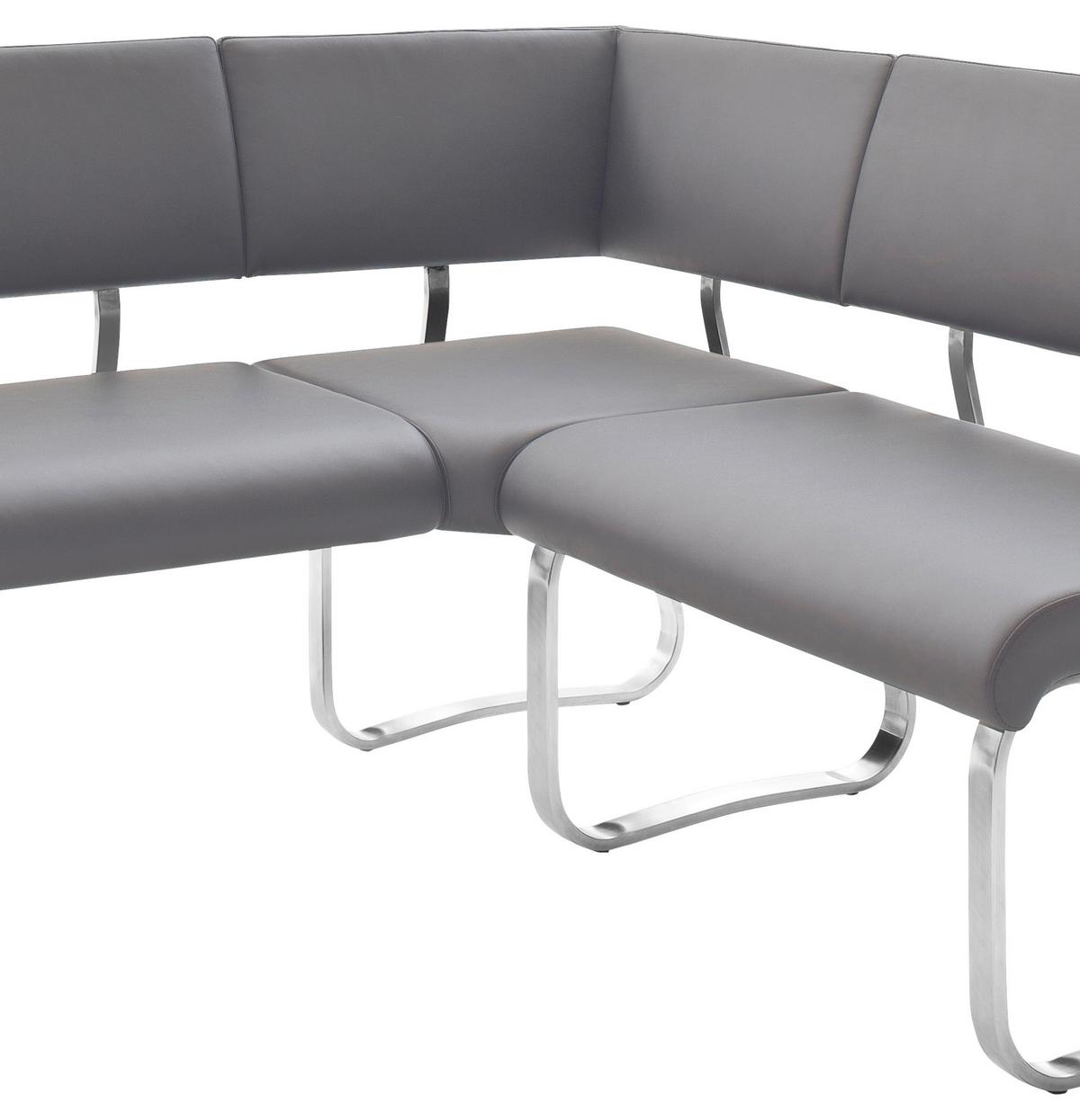 Eckbank Grau Lederlook Arco 200x150 cm - Edelstahlfarben/Grau, Design, Textil/Metall (200/150cm) - Livetastic