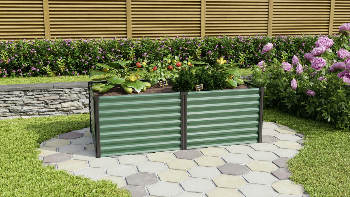 Hochbeet Stahl Linus 96,2x63x187,7 cm Dunkelgrün - Dunkelgrün/Schwarz, Basics, Metall (96,2/63/187,7cm)