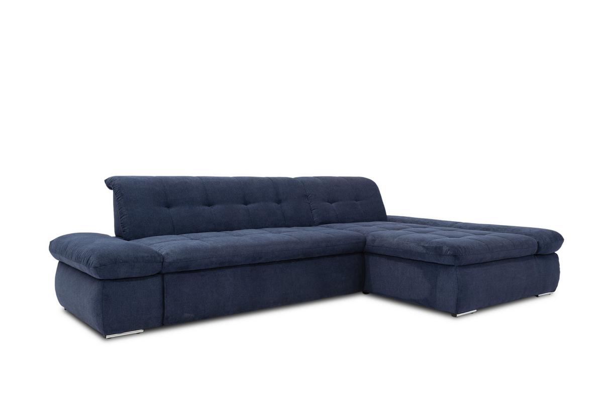 Ecksofa mit Armteilverstellung Moric Dunkelblau Mikrofaser - Chromfarben/Dunkelblau, KONVENTIONELL, Textil (300/172cm) - MID.YOU