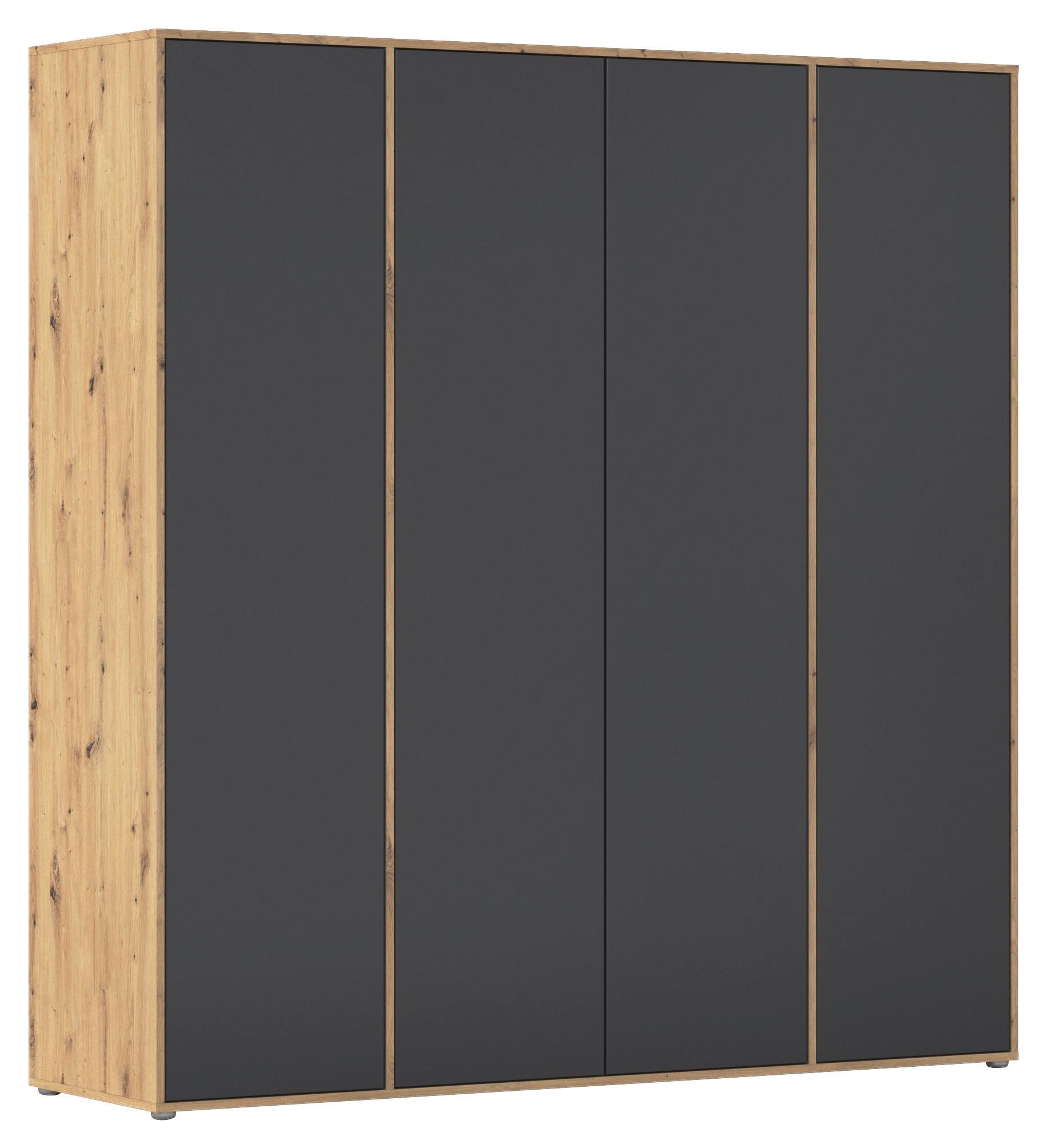 Drehtürenschrank Nabila Grau Eiche Artisan Dek. - Eiche Artisan/Grau, MODERN, Holzwerkstoff (187/194/53cm) - Rauch Möbel