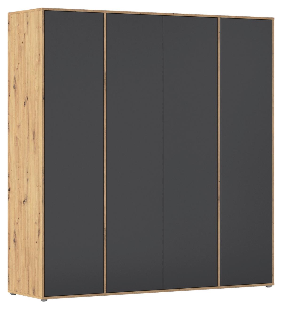 Drehtürenschrank Nabila Grau Eiche Artisan Dek. - Eiche Artisan/Grau, MODERN, Holzwerkstoff (187/194/53cm) - Rauch Möbel