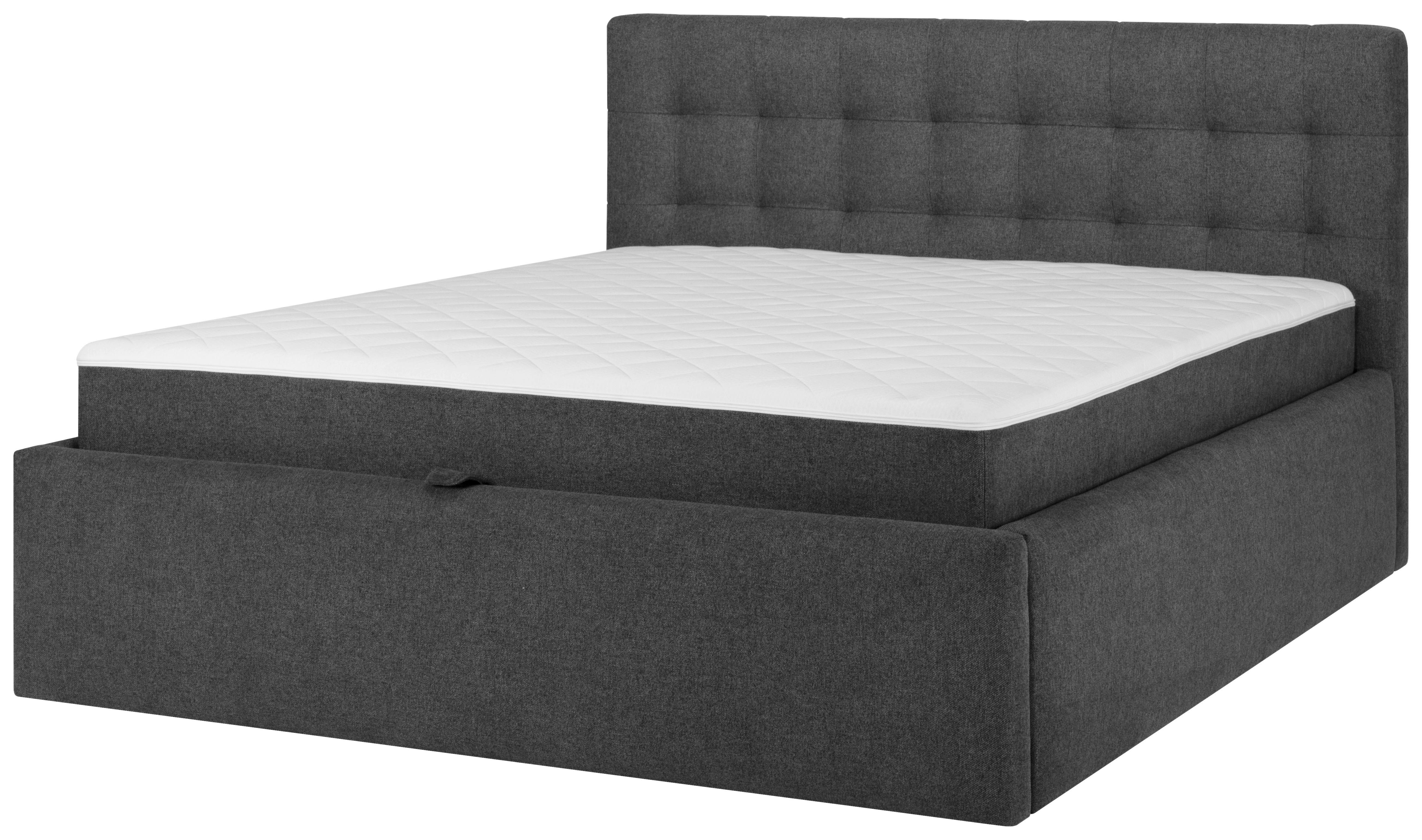 Boxspringbett Mit Stauraum 160x200 Cm Sorento - Anthrazit/Schwarz, MODERN, Textil (160/200cm) - Livetastic