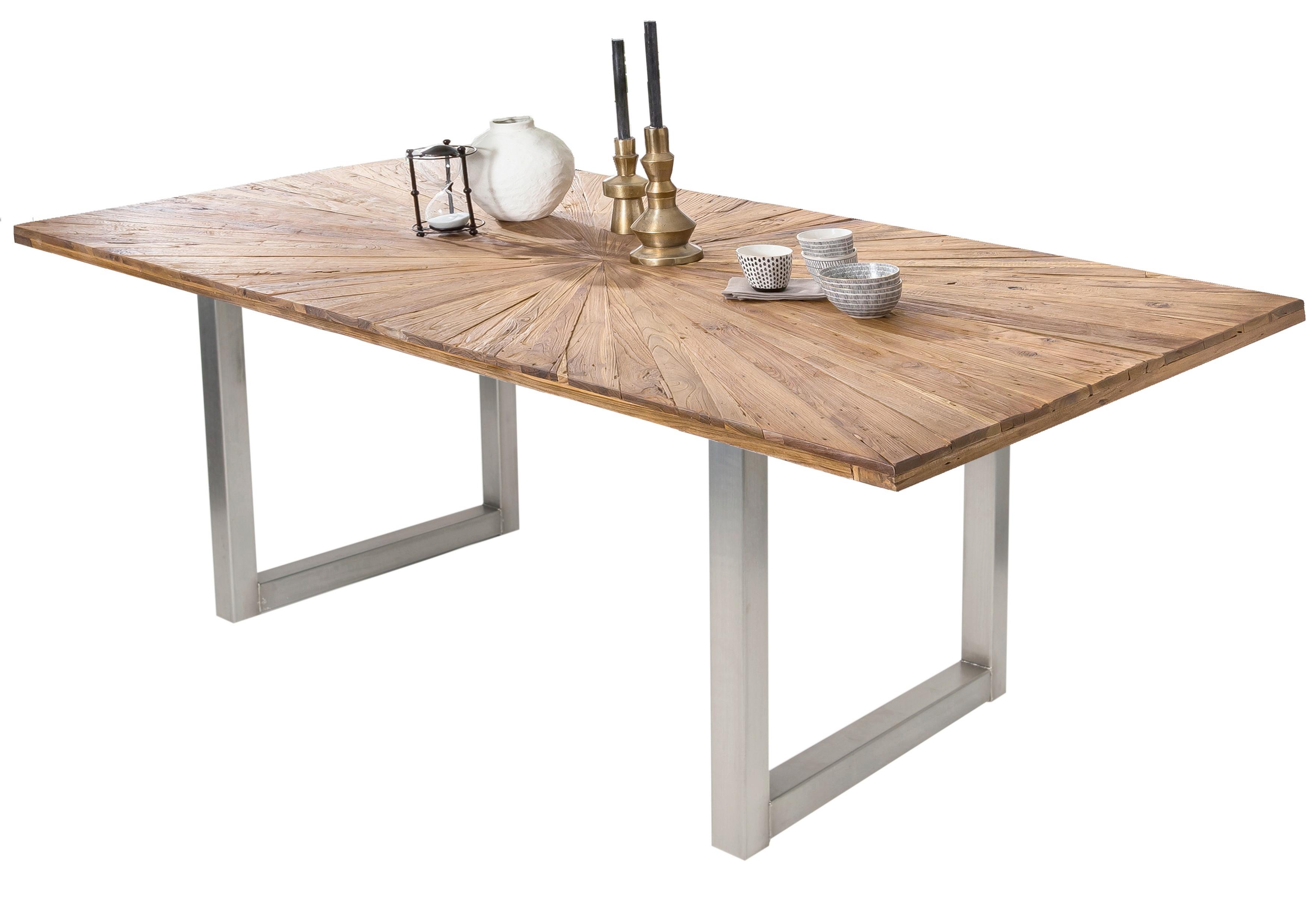 Esstisch Naturfarben /Silberfarben L: 160cm - Silberfarben/Naturfarben, MODERN, Holz/Metall (160/90/78cm) - MID.YOU