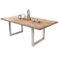 Esstisch Naturfarben /Silberfarben L: 180cm - Silberfarben/Naturfarben, MODERN, Holz/Metall (180/100/78cm) - MID.YOU