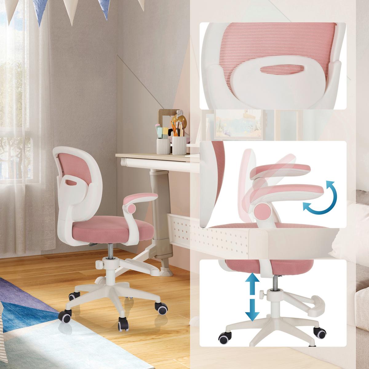 Jugenddrehstuhl Miko W Eco Rosa B: 61 cm - Rosa/Weiß, MODERN, Kunststoff/Textil (61/84-97/55cm) - MID.YOU