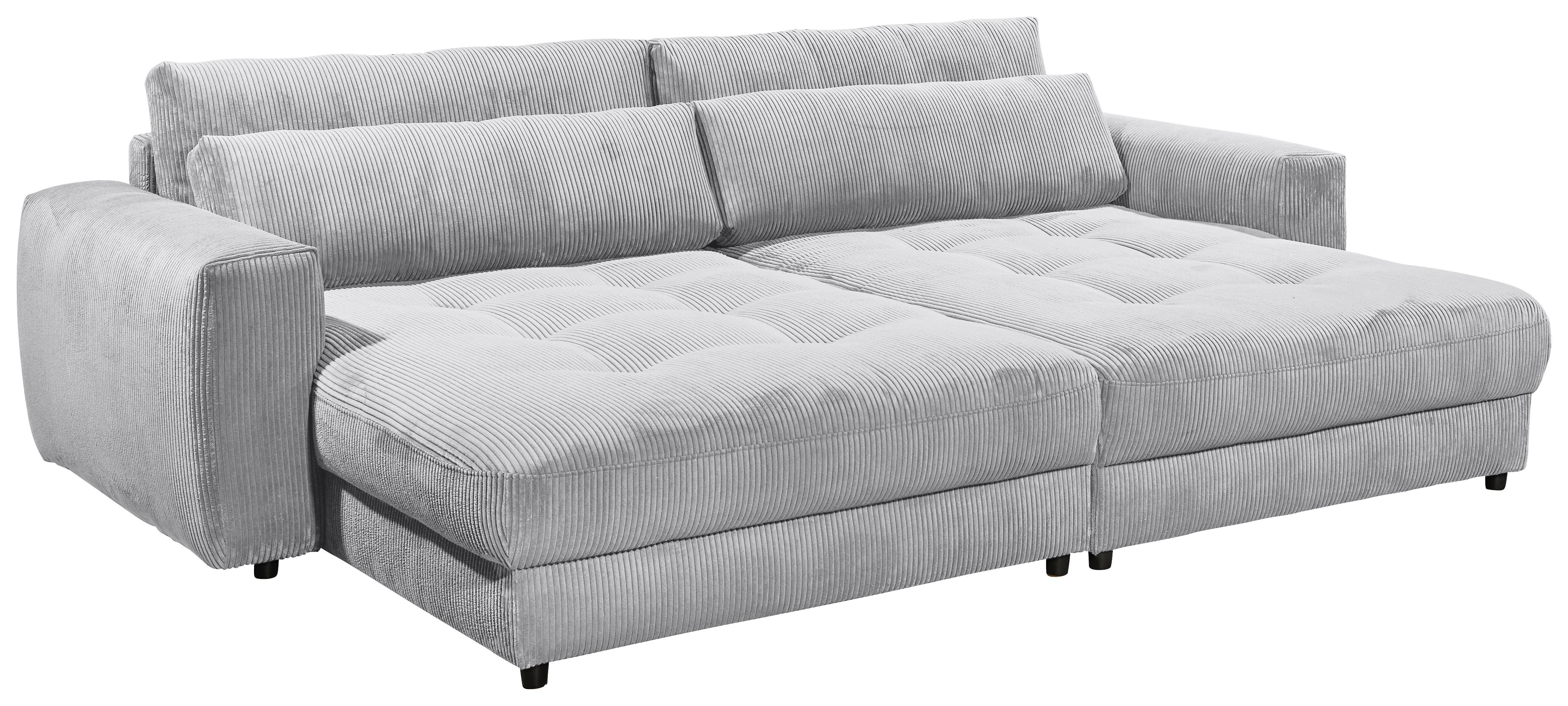 Big Sofa Barura Loveseat Mit Kissen B: 292 Cm Hellgrau Cord - Hellgrau/Schwarz, KONVENTIONELL, Holzwerkstoff/Textil (292/90/194cm) - MID.YOU