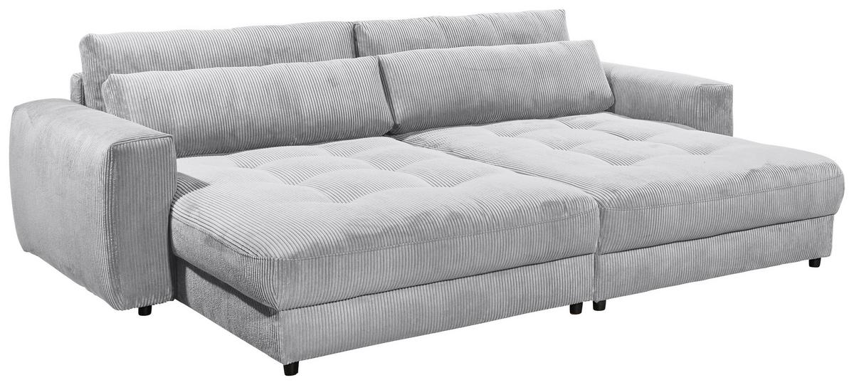 Big Sofa Barura Loveseat Mit Kissen B: 292 Cm Hellgrau Cord - Hellgrau/Schwarz, KONVENTIONELL, Holzwerkstoff/Textil (292/90/194cm) - MID.YOU