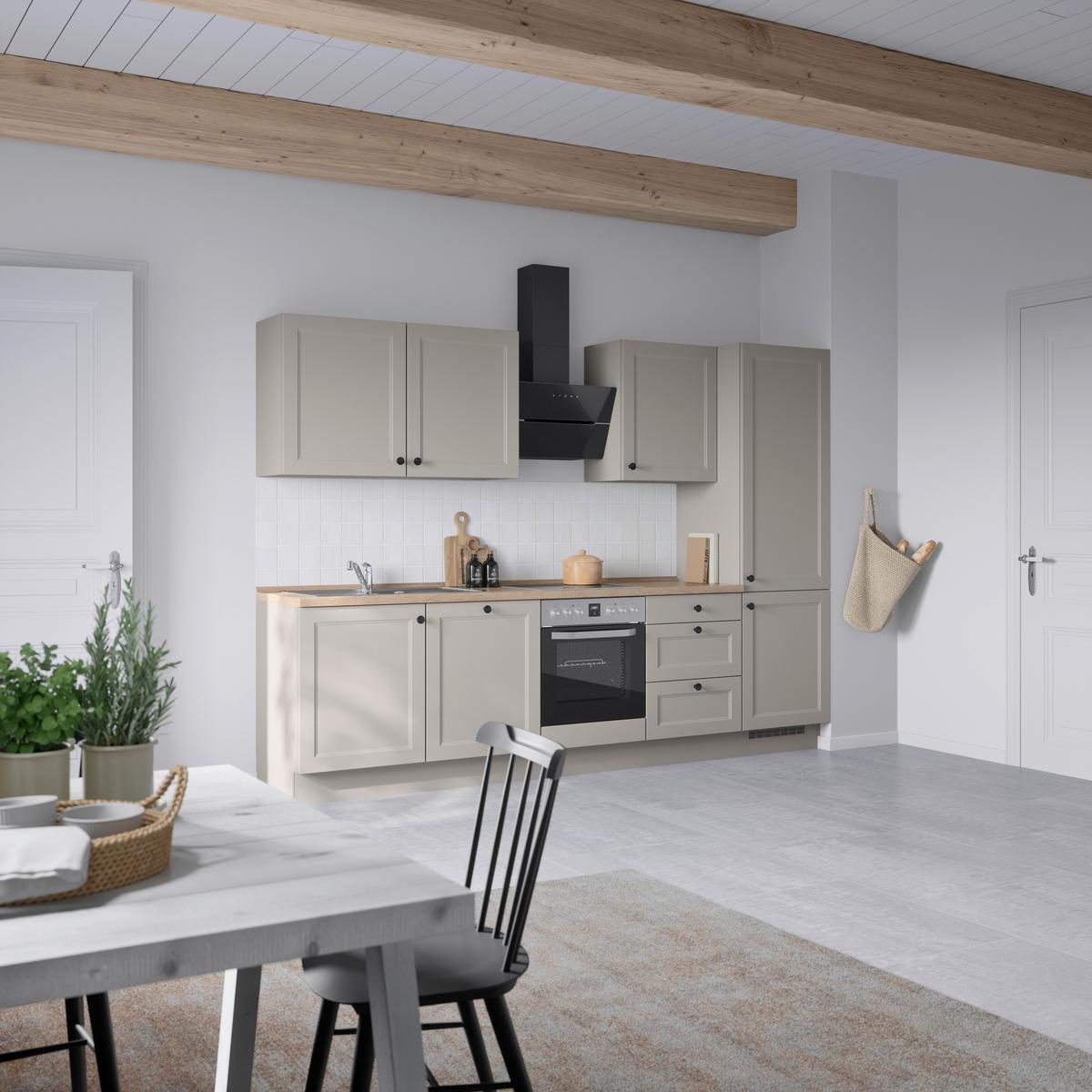 Kuchyňská linka 300 cm, kamenná sivá supermatná - šedá/černá, Moderní, kov/kompozitní dřevo (300cm) - Nobilia