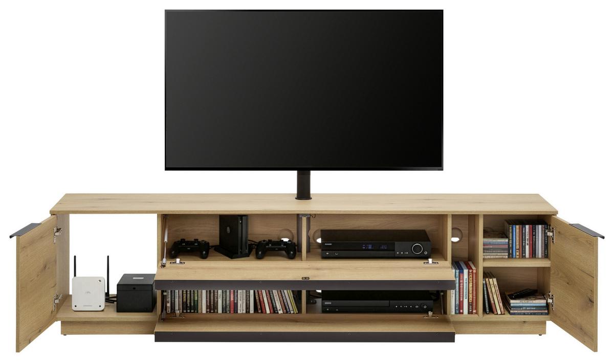 TV-Element Neo vč.LED dekor dub - barvy dubu/černá, Moderní, kov/kompozitní dřevo (210/53/40cm) - Mömax
