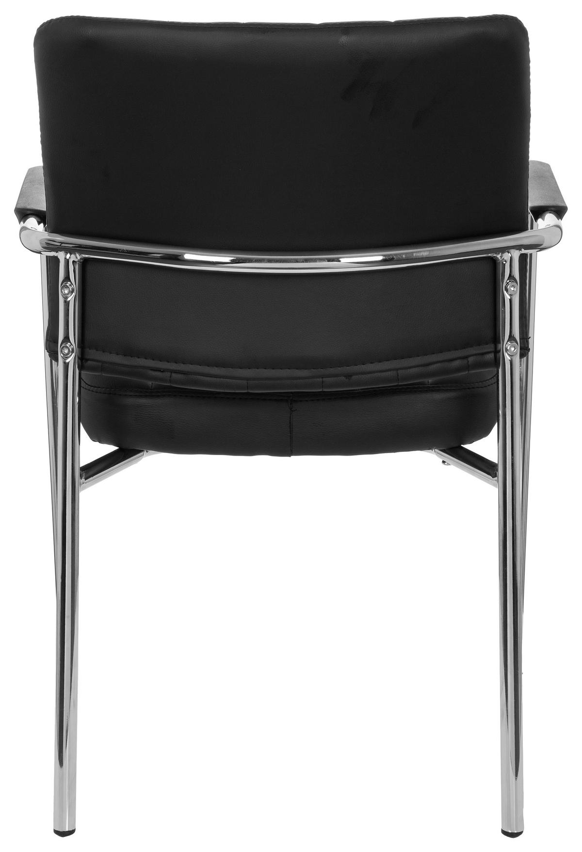 Besucherstuhl Somos Lederlook Schwarz/Chromfarben Bis 110 Kg - Chromfarben/Schwarz, MODERN, Textil/Metall (57/81/55cm) - MID.YOU