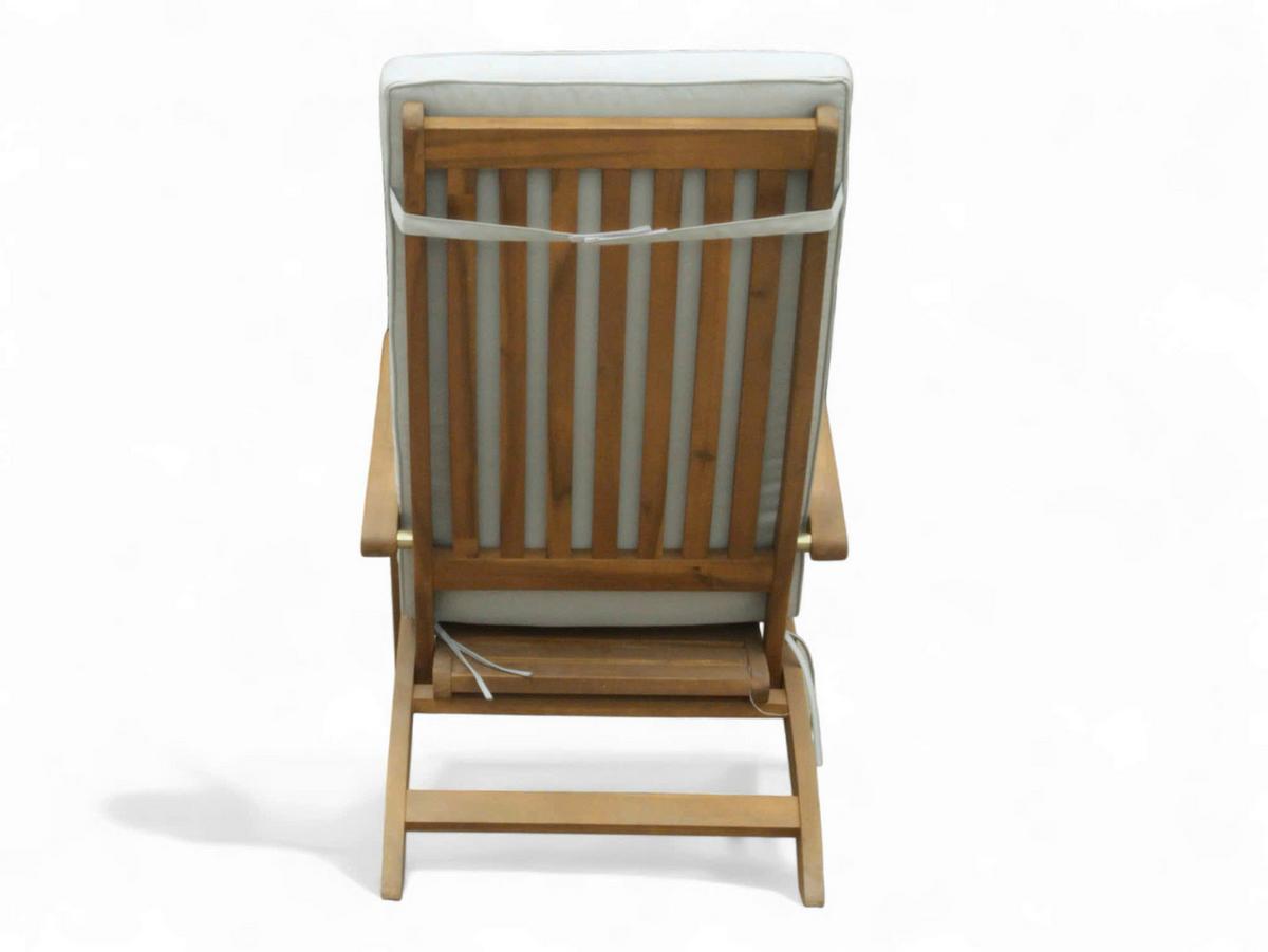 Ergoniomische Sonnenliege inkl. Auflage, Akazie - Akaziefarben, Basics, Holz (149/56/96cm)