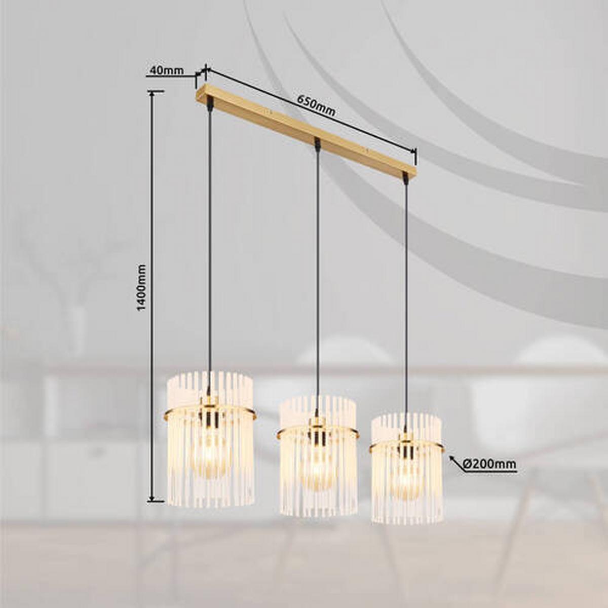 Hängeleuchte 15698-3hm - Goldfarben, Design, Glas/Metall (80/20/140cm) - Globo