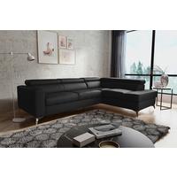 Ecksofa Mondo, Schwarz S: 286x208 Cm - Chromfarben/Schwarz, Design, Leder/Textil (286/208cm) - Livetastic
