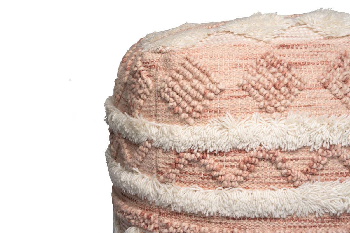 Pouf Bohist Mischgewebe Creme/Rosa DxH: 50x45 cm - Creme/Rosa, Trend, Textil (50/45/50cm) - Kayoom