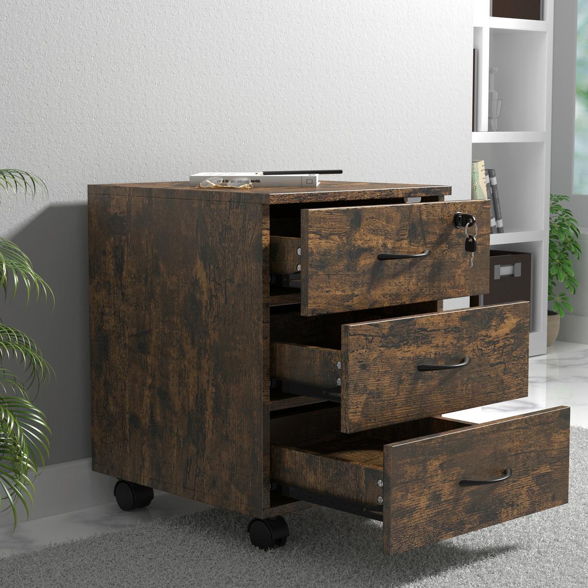 Rollcontainer Baula Eiche B: 40 cm - Eiche dunkel, Design, Holzwerkstoff/Kunststoff (40/54/44cm) - MID.YOU