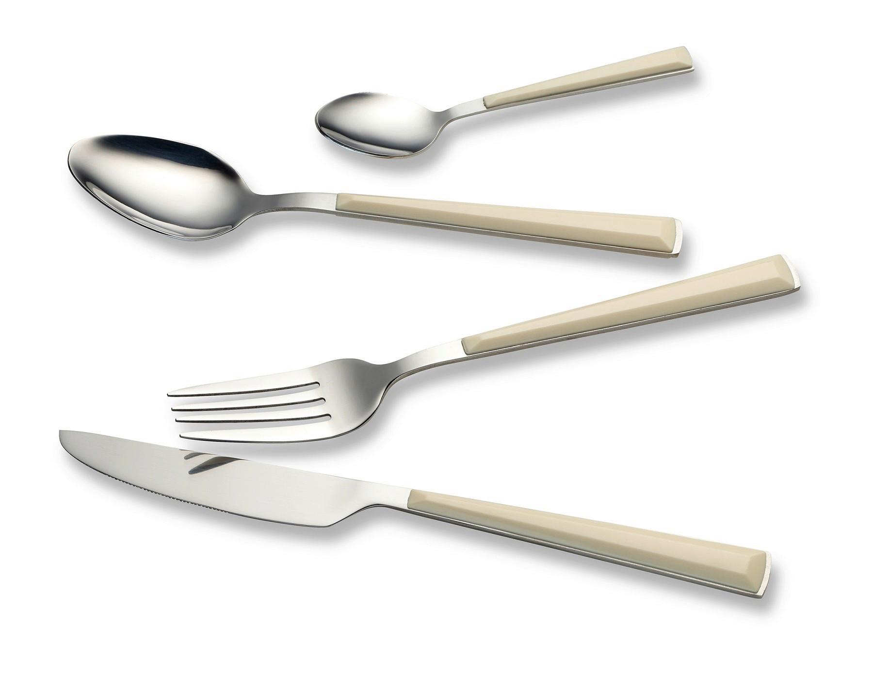 Besteckset 24-teilig Für 6 Personen - Silberfarben/Creme, Basics, Metall - Echtwerk