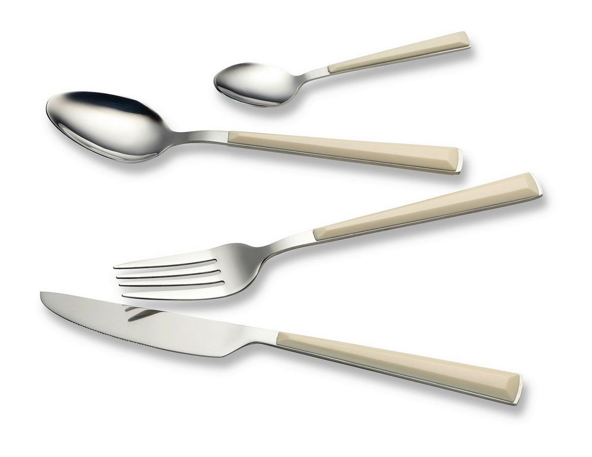 Besteckset 24-teilig Für 6 Personen - Silberfarben/Creme, Basics, Metall - Echtwerk