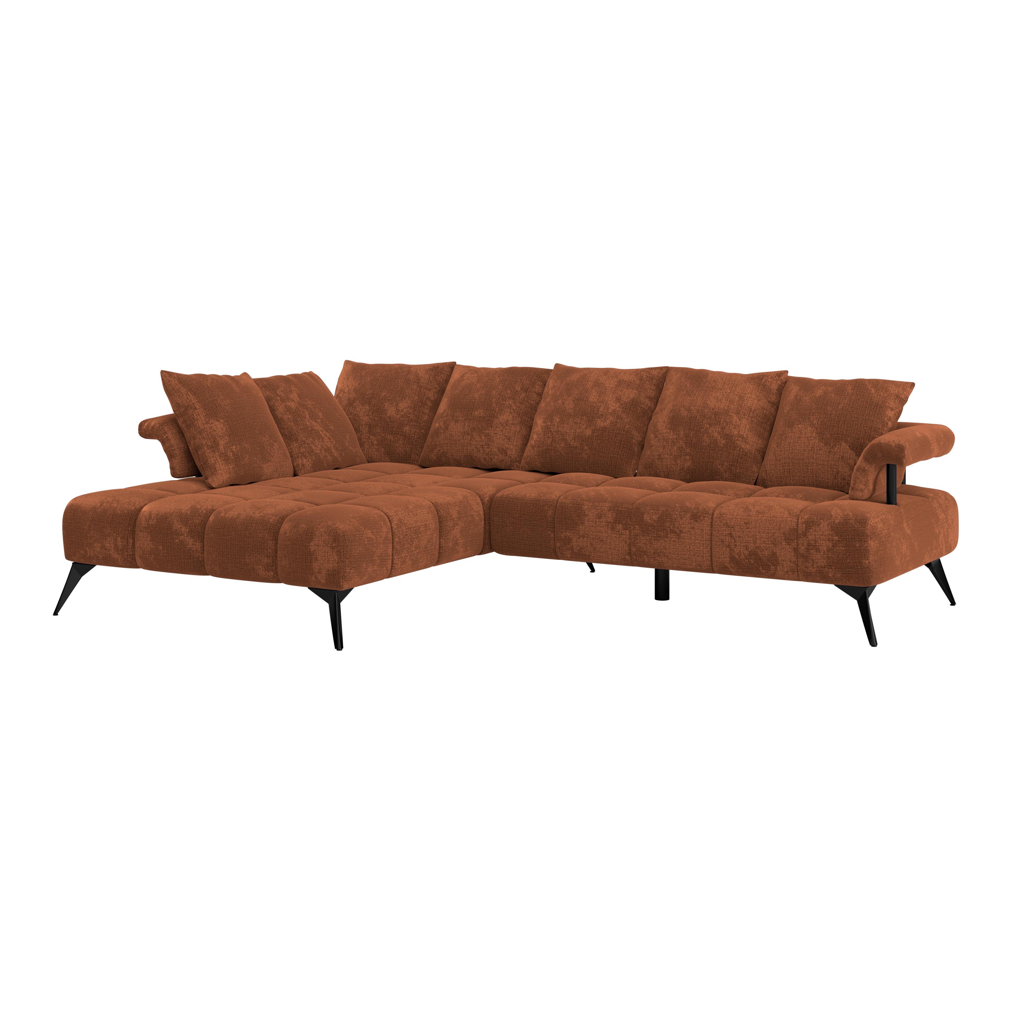 Ecksofa Vanessa New - Rostfarben/Schwarz, MODERN, Textil (200/297cm)