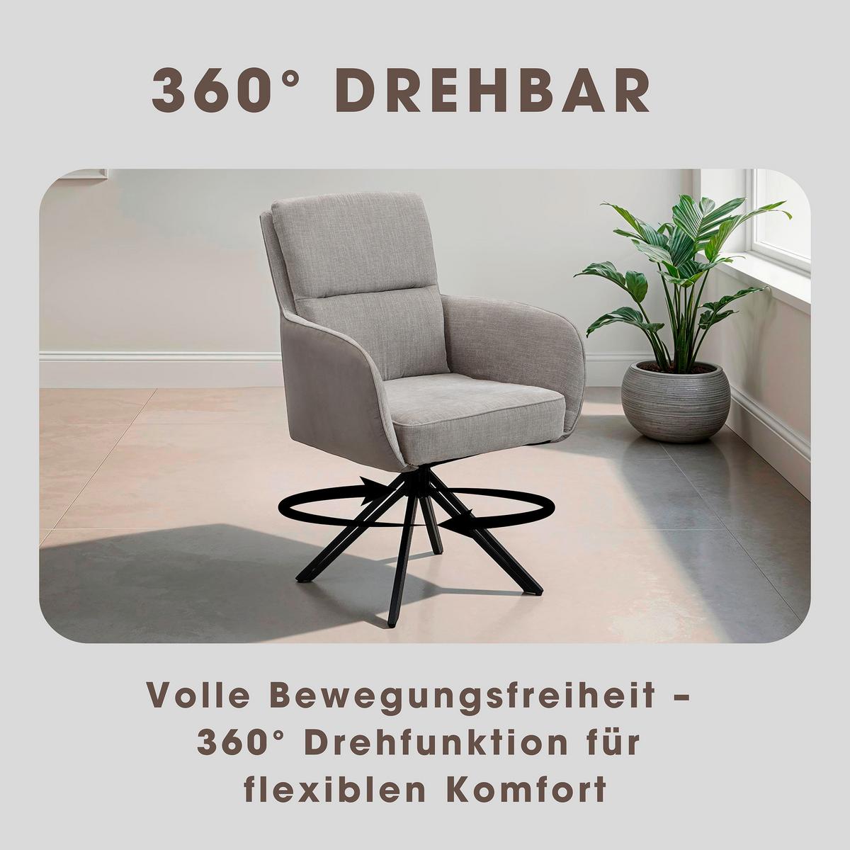 Stuhl-Set Tino - Hellgrau/Schwarz, MODERN, Textil/Metall (62/94/70cm) - MID.YOU