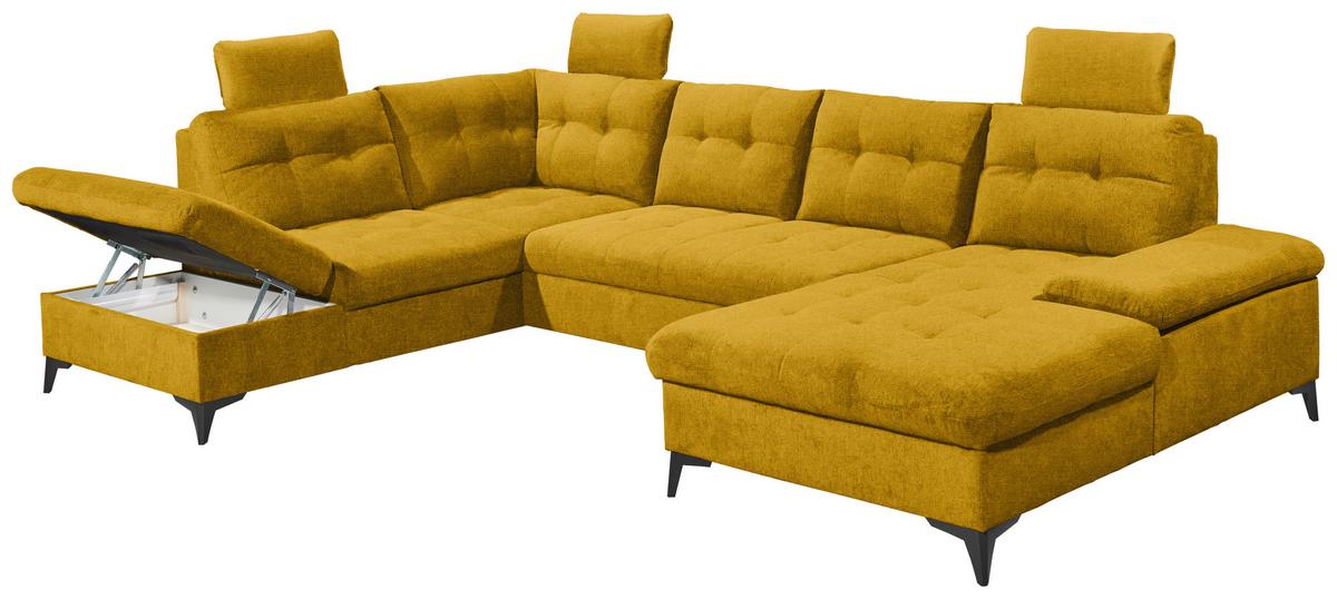 Wohnlandschaft Durban U Gelb U: 218/324/170 Cm - Gelb/Schwarz, KONVENTIONELL, Textil (218/324/170cm) - MID.YOU