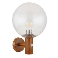 Außenleuchte Mit Bewegungsmelder 15 W - Klar/Braun, Basics, Glas/Metall (25/37cm) - Globo