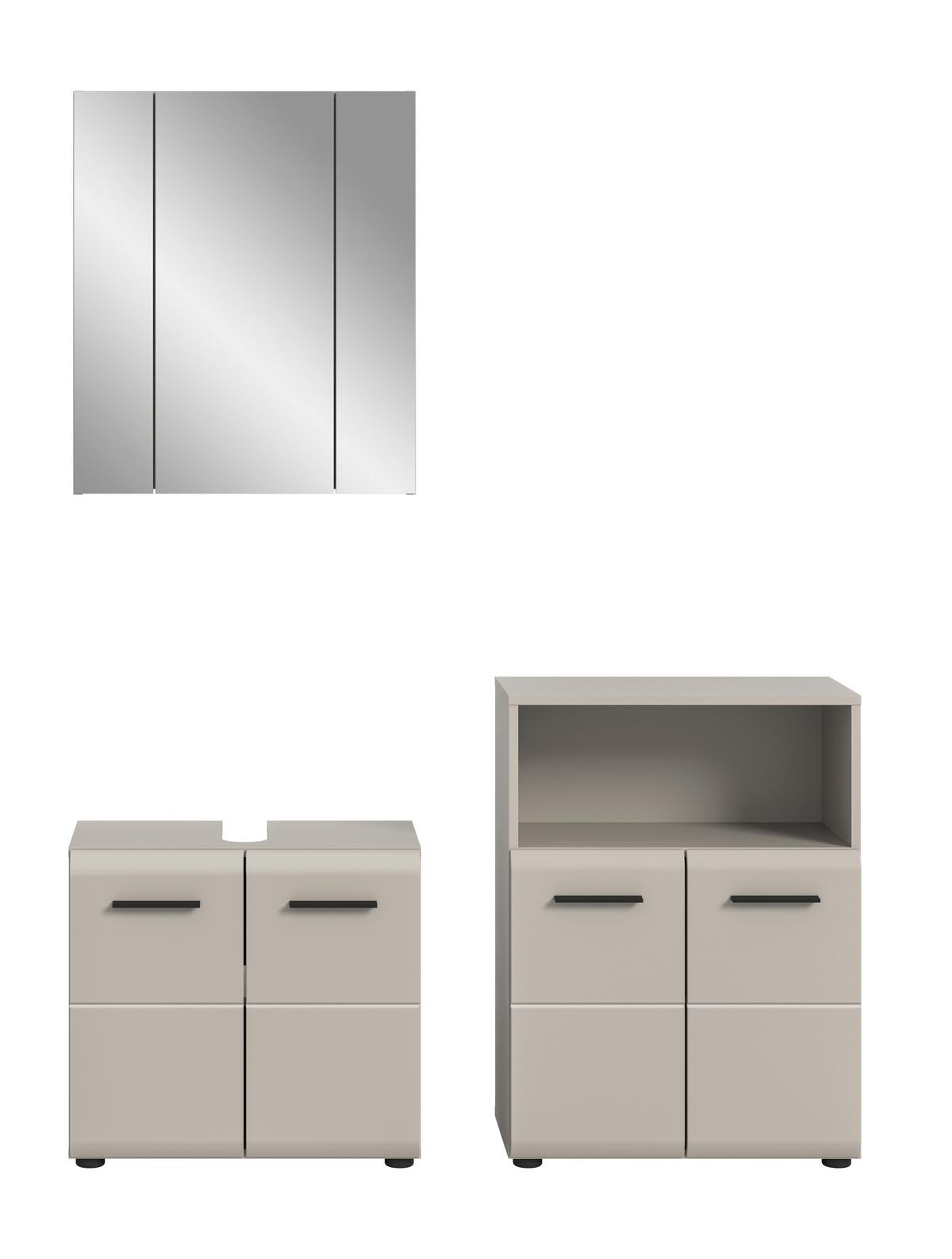 Badezimmer Ice Kaschmir B: 120cm - Kaschmir/Schwarz, Trend, Glas/Holzwerkstoff (120cm) - MID.YOU