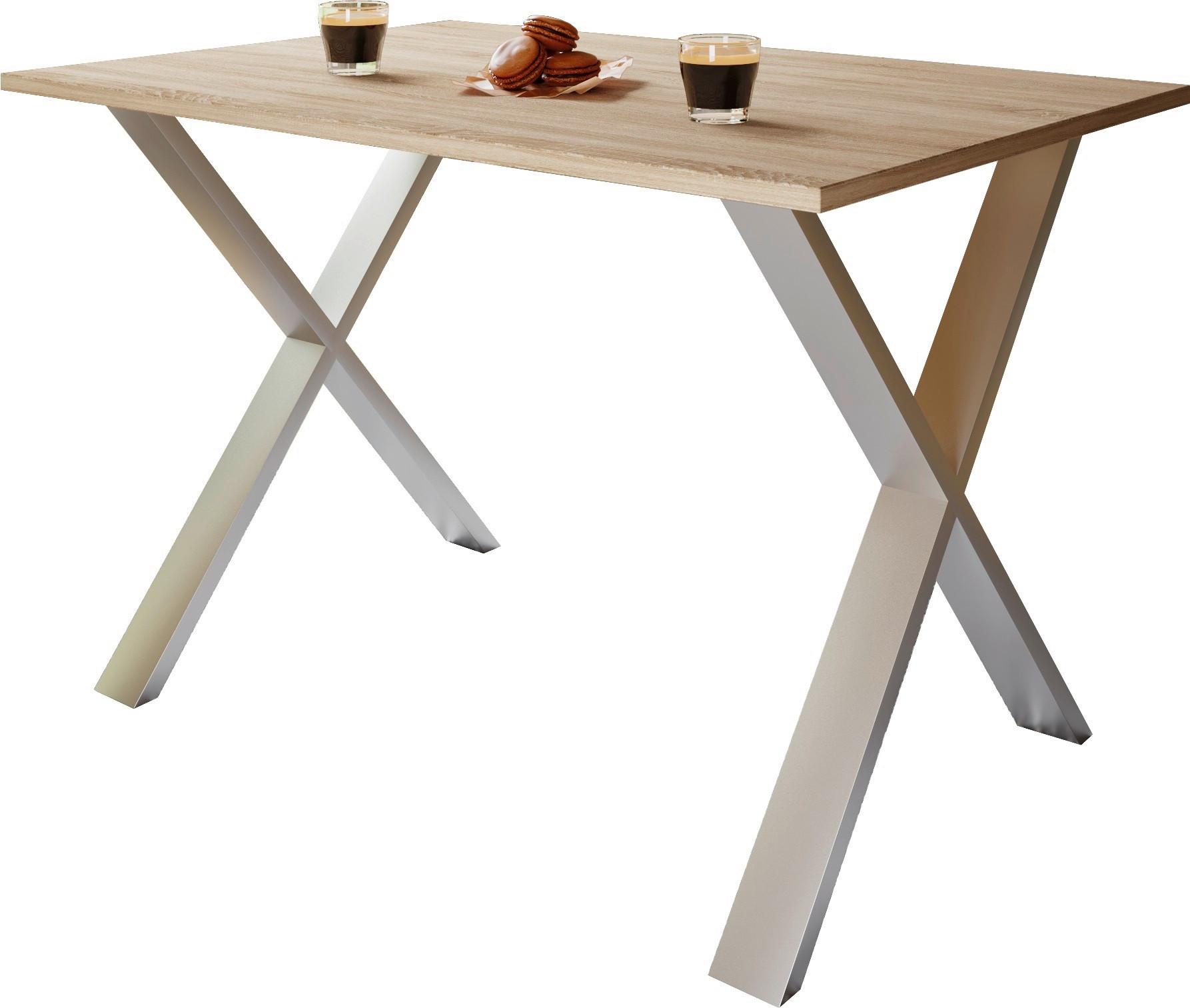 Schreibtisch Lona Silber/Eiche Dekor B: 160 cm - Silberfarben/Sonoma Eiche, Design (160/80/76cm) - MID.YOU