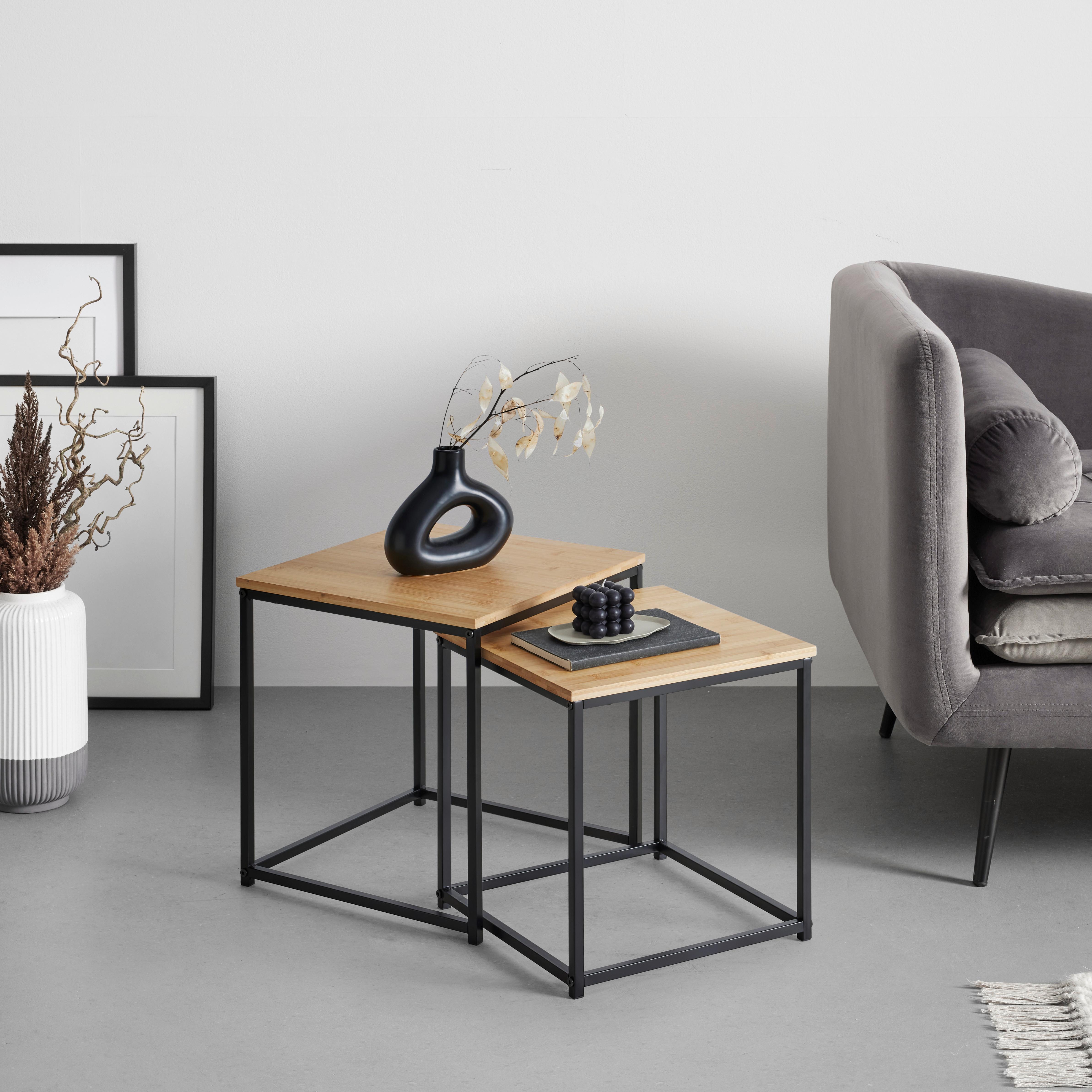 SADA STOLKŮ KOKO -EXKLUSIV- - černá/přírodní barvy, Lifestyle, kov/přírodní materiály (34/38/36/40/34/38cm) - Mömax