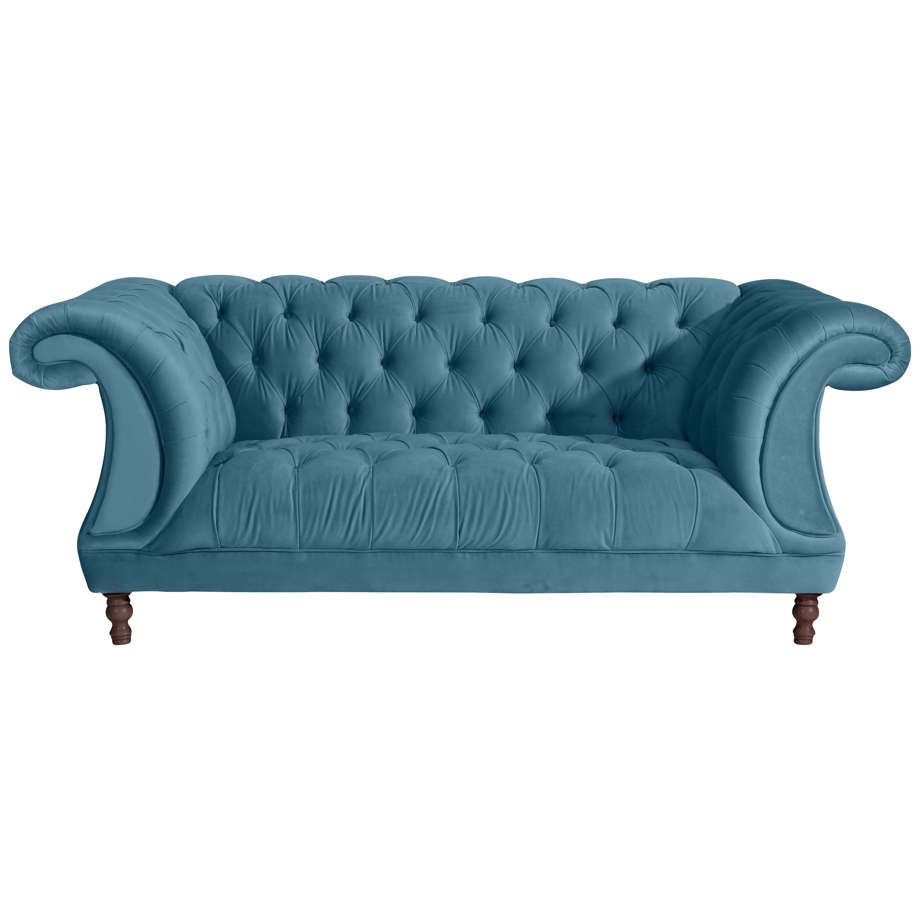 2-Sitzer-Sofa Ivette mit Armlehnen Petrol Velours - Nussbaumfarben/Petrol, Design, Textil (200/80/100cm) - Max Winzer
