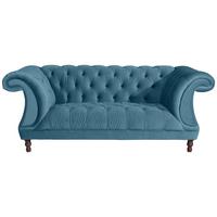 2-Sitzer-Sofa Ivette mit Armlehnen Petrol Velours - Nussbaumfarben/Petrol, Design, Textil (200/80/100cm) - Max Winzer