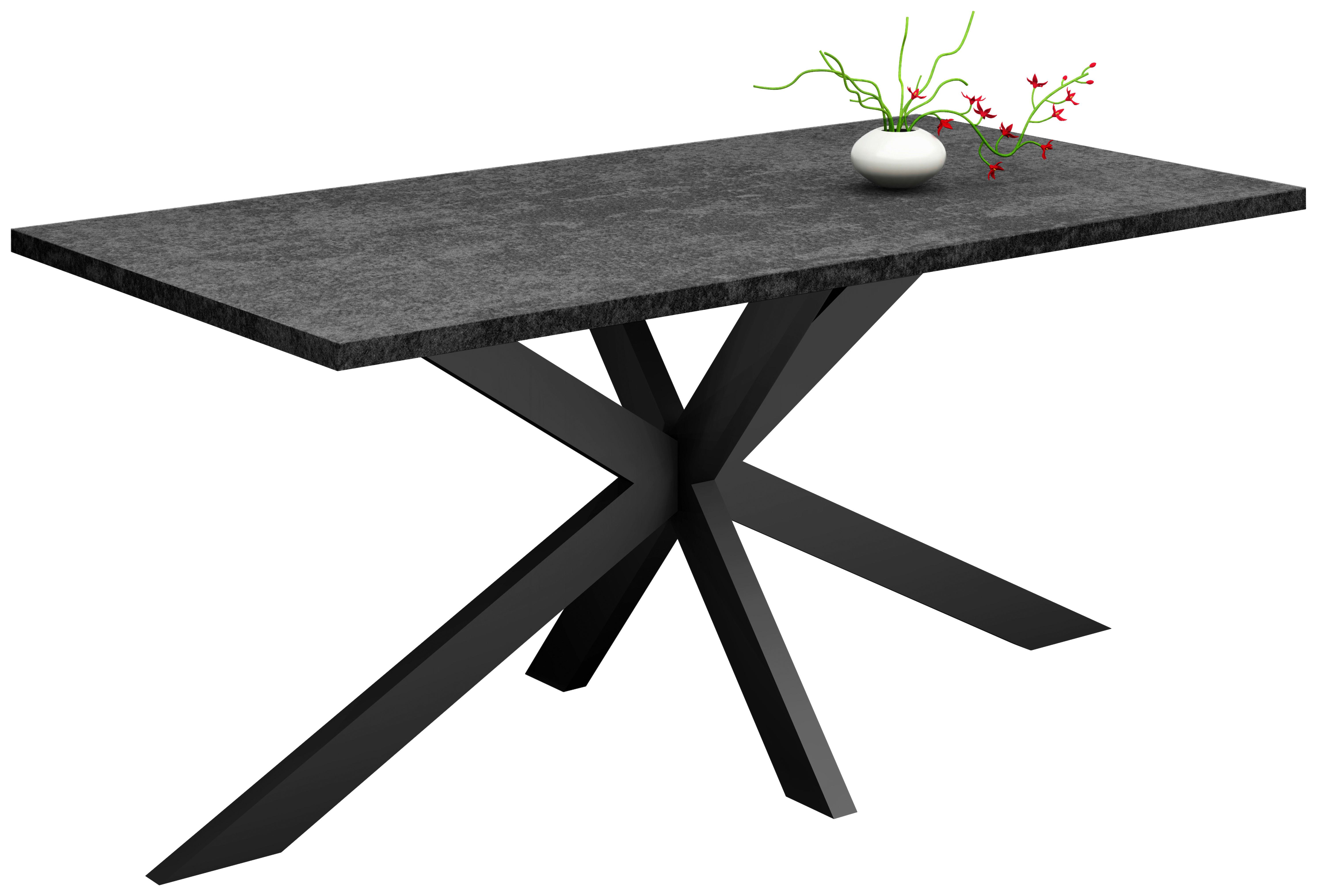 Esstisch Alex Graphitfarben, Schwarz - Schwarz/Graphitfarben, MODERN, Holzwerkstoff/Metall (160/90/78cm) - Livetastic