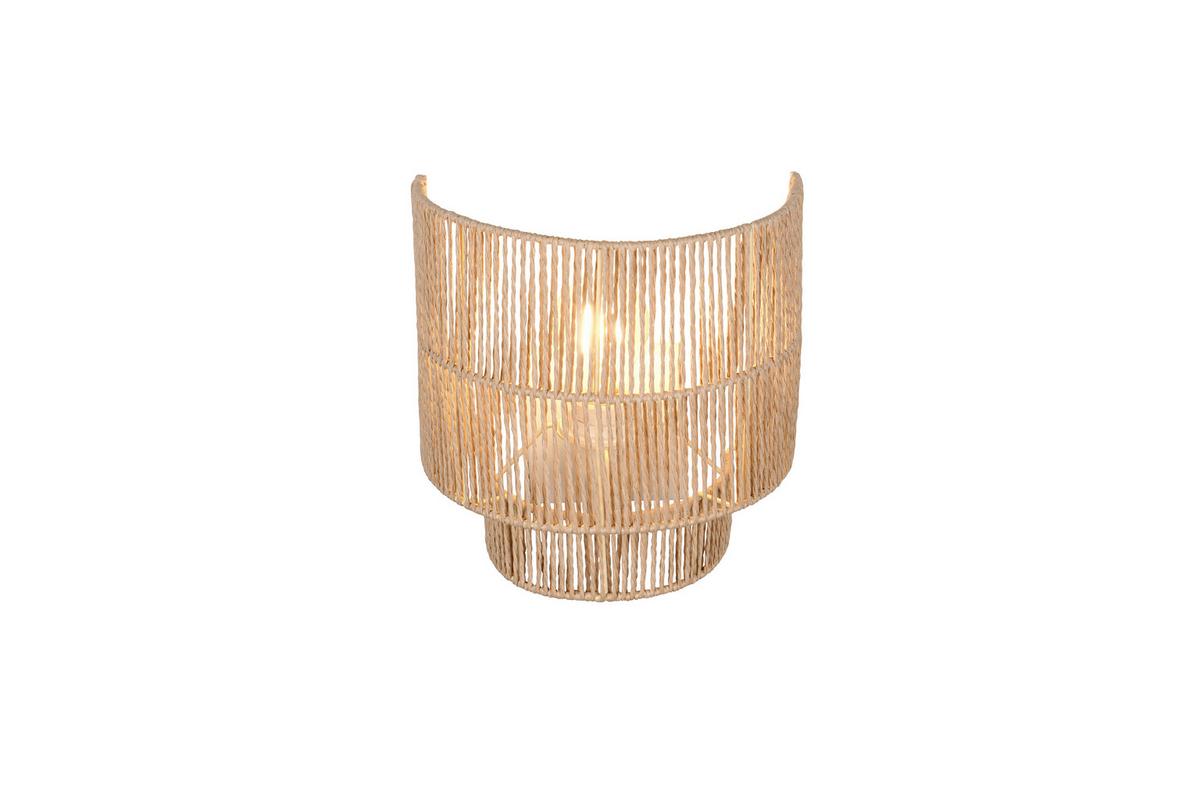 Wandleuchte Satna Braun Weiß B: 24,5 Cm - Braun/Weiß, Natur, Papier (24,5/24,5/14cm)