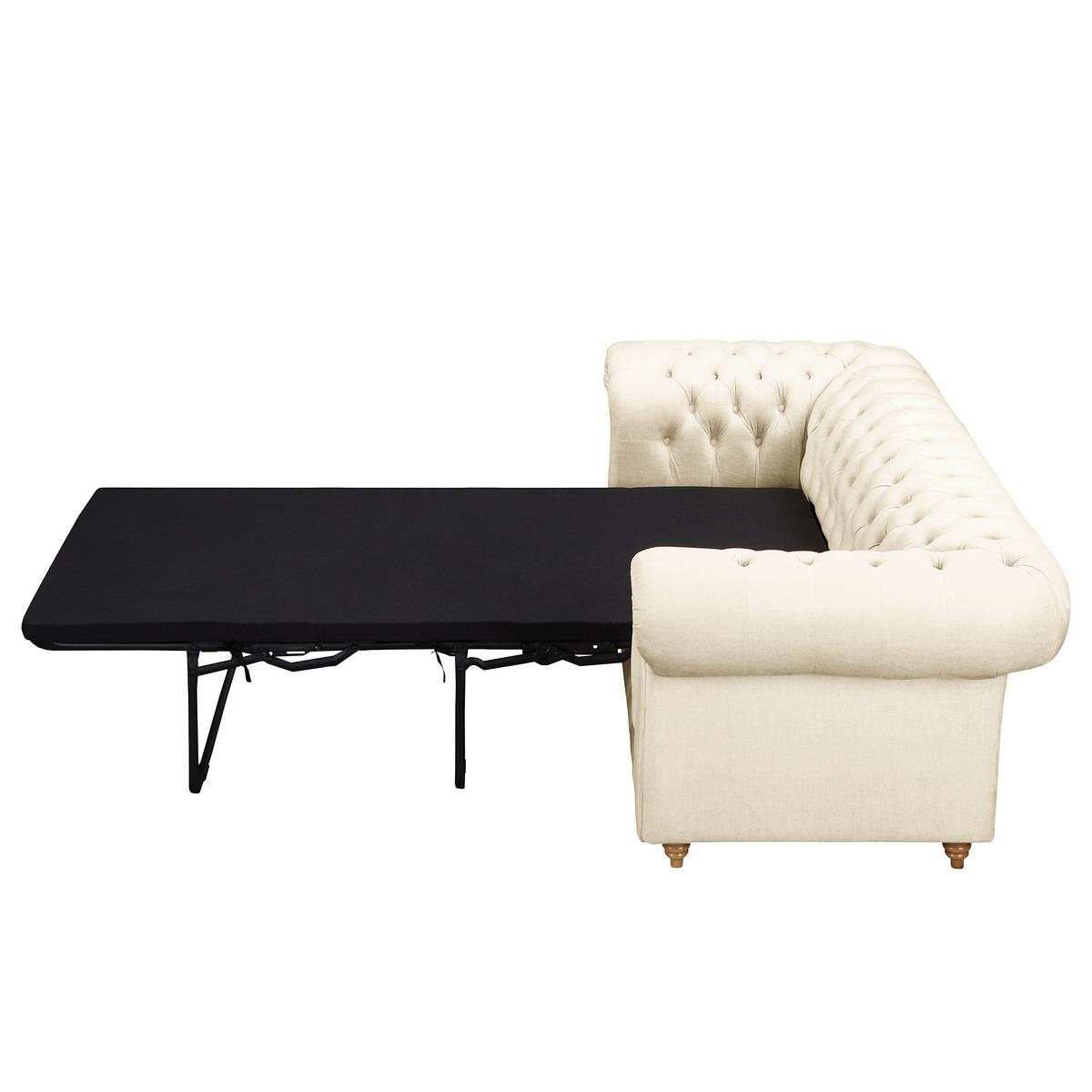 Schlafsofa Laura Cremen, B: 190cm - Creme/Braun, Design, Textil (190/74/91cm) - P & B