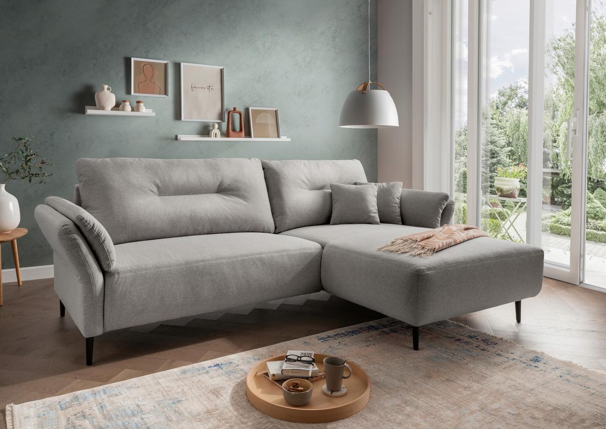 Ecksofa Piatelli Grau S: 269x172 cm - Schwarz/Grau, MODERN, Textil (269/172cm) - MID.YOU