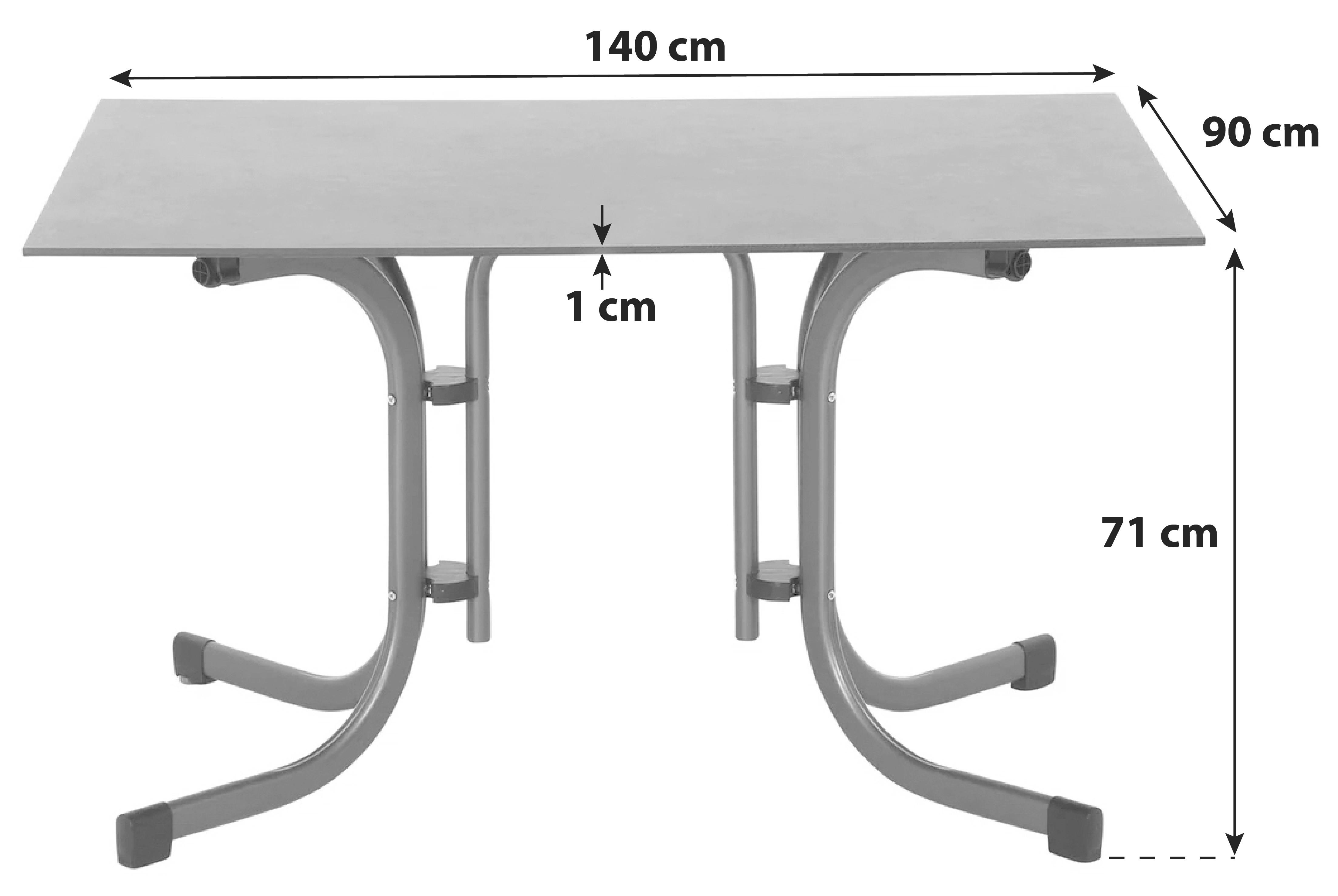Gartentisch Klappbar Metall /Kunststoff/Holz L 140 cm - Anthrazit, KONVENTIONELL, Holzwerkstoff/Kunststoff (140/90/71cm) - Siena Garden