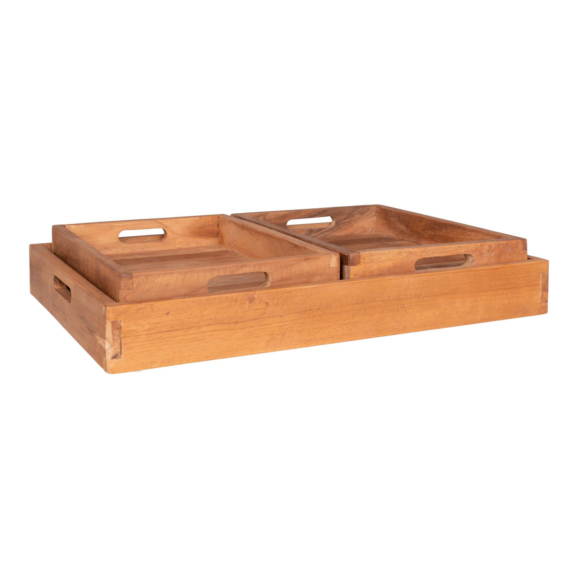 Serviertablett-set Faro Hellbraun B: 38 Cm - Hellbraun, Design, Holz (38/58cm)