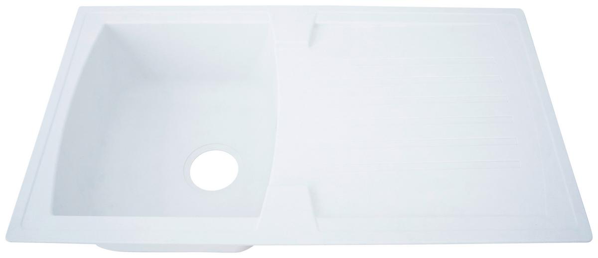 Spüle Respekta Boston Stein Bxt: 86x50 Cm - Weiß, Trend, Glas/Kunststoff (86/20/50cm) - Respekta