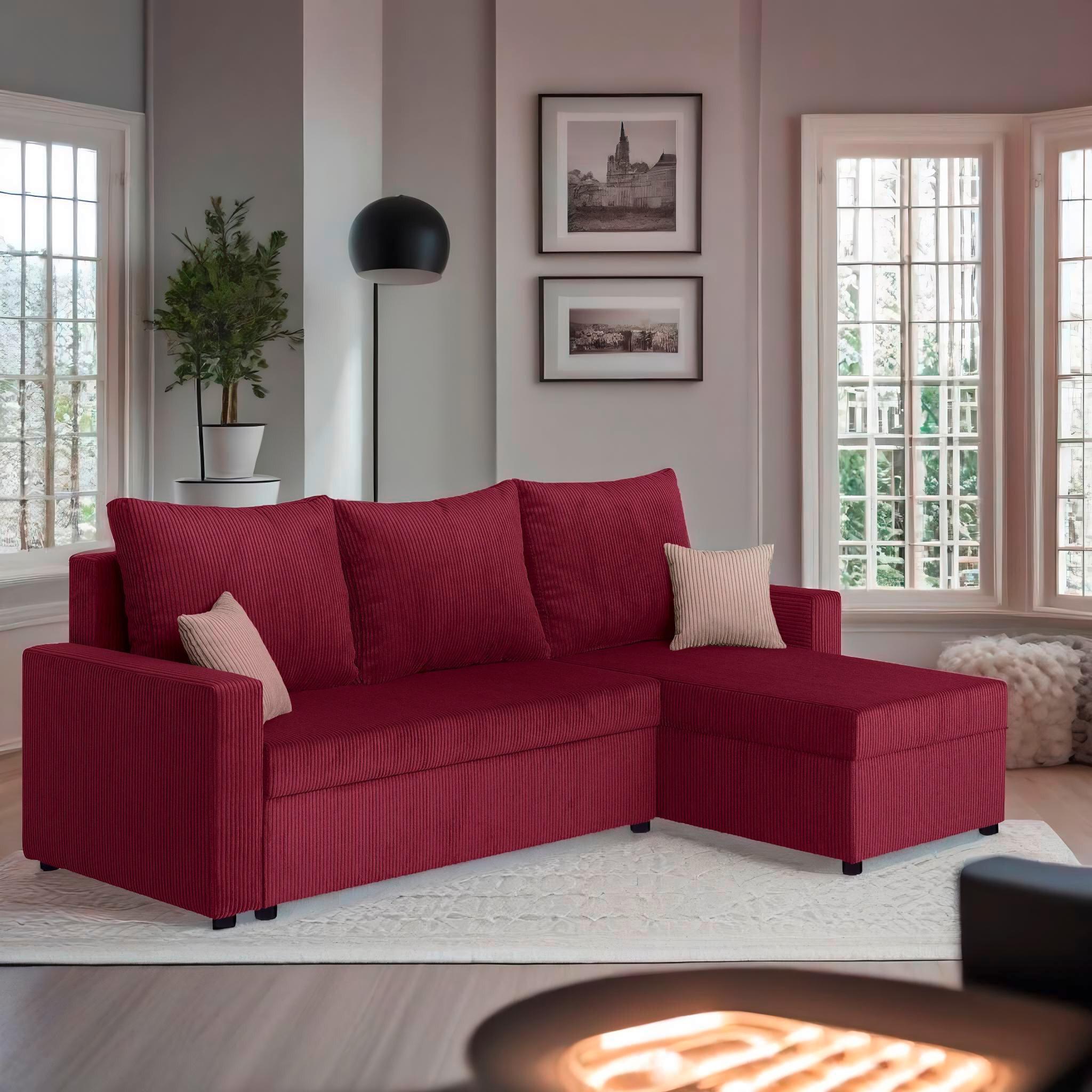 Ecksofa Star Rot S: 228x147 cm - Rot, Design, Holzwerkstoff/Textil (228/147cm) - P & B