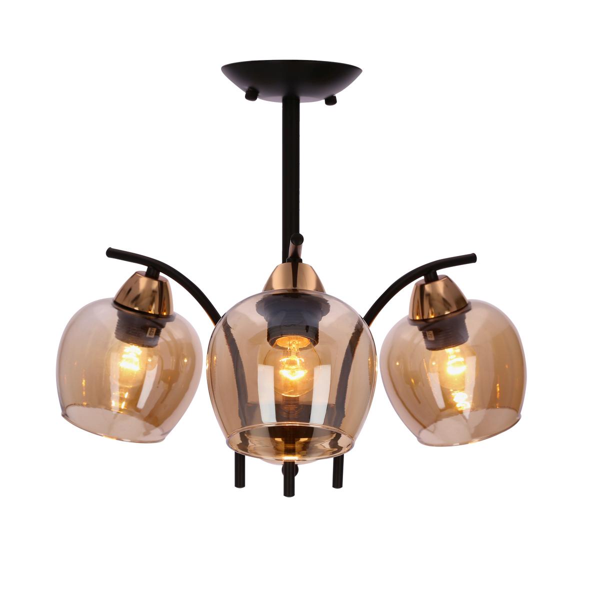 Pendelleuchte 33-35318 Merra - Bernsteinfarben/Schwarz, KONVENTIONELL, Metall (48/48/36cm)