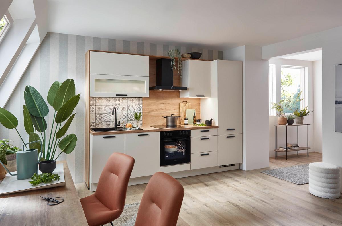 Küchenblock Sofia - Eichefarben/Magnolie, Design, Holzwerkstoff (293cm) - Vertico