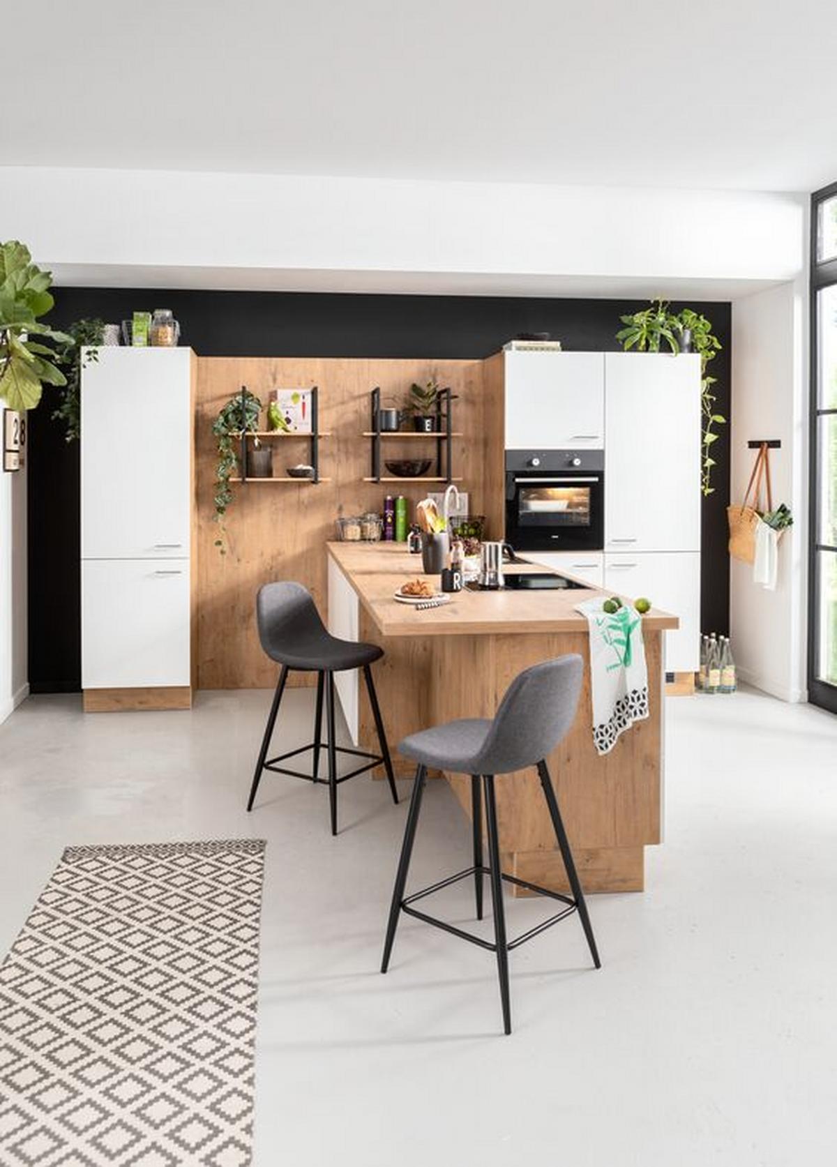 Einbauküche Ip1200 Frei Planbar Modernes Design - Eichefarben/Weiß, MODERN, Holzwerkstoff - Impuls