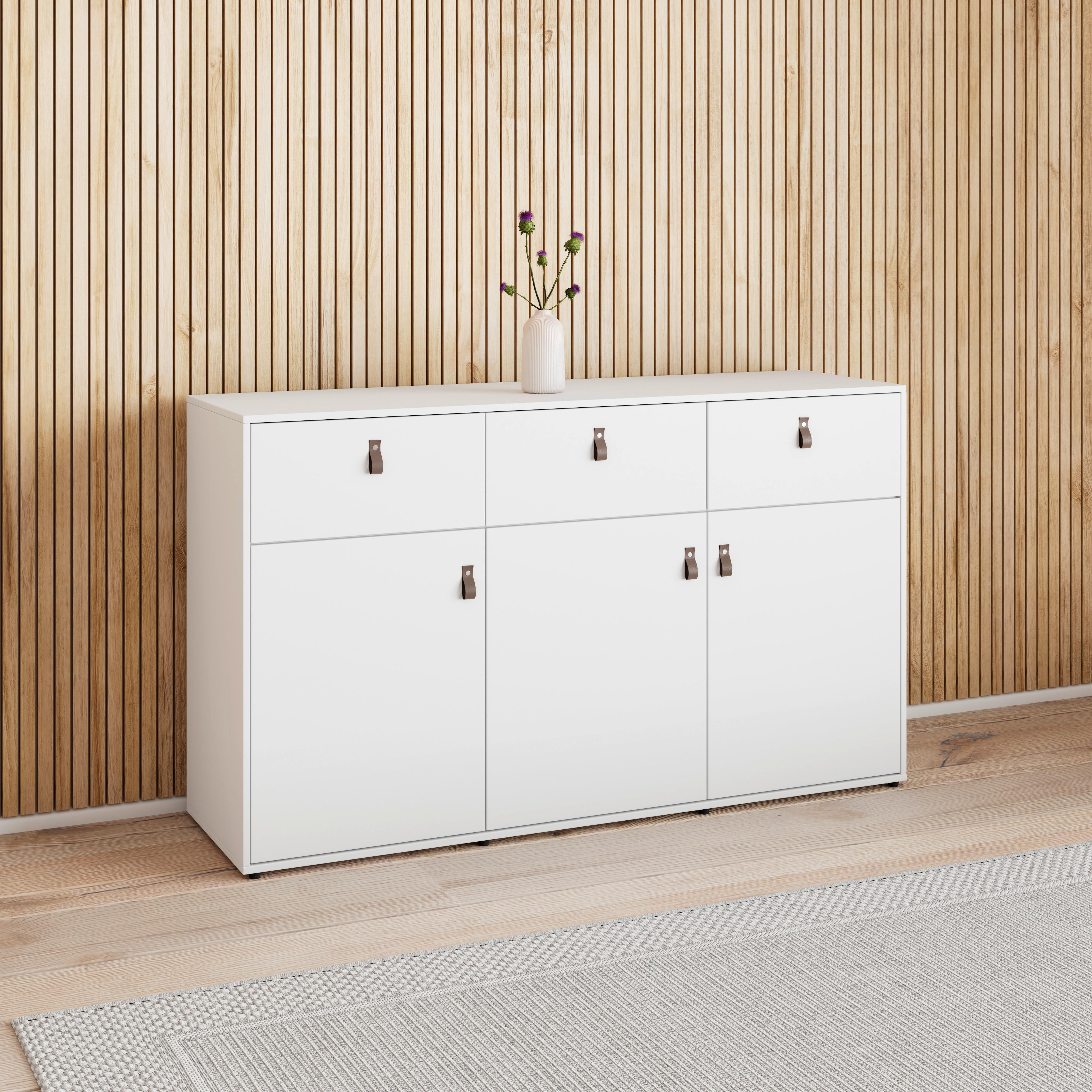 Komoda MICK - bílá/černá, Moderní, textil/plast (138/80/40cm) - Bessagi Home