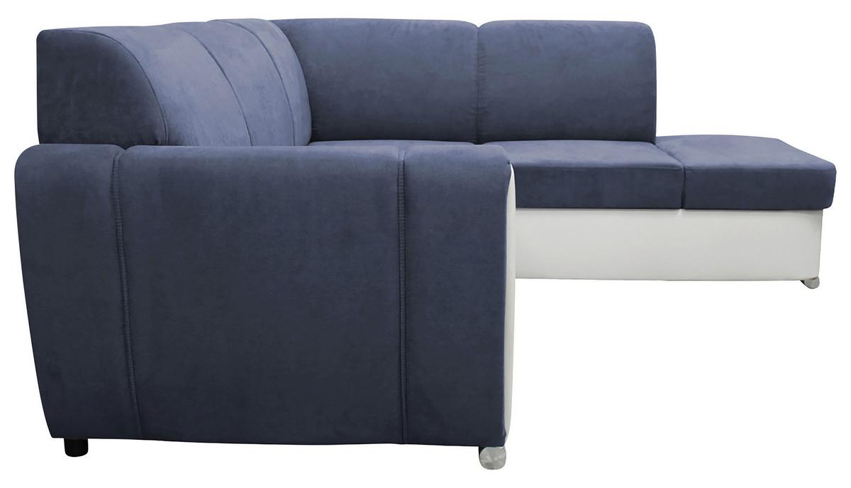 Ecksofa Mit Bettkasten Doris Rücken Echt Blau/weiß - Blau/Silberfarben, Design, Textil (255/196cm) - MID.YOU