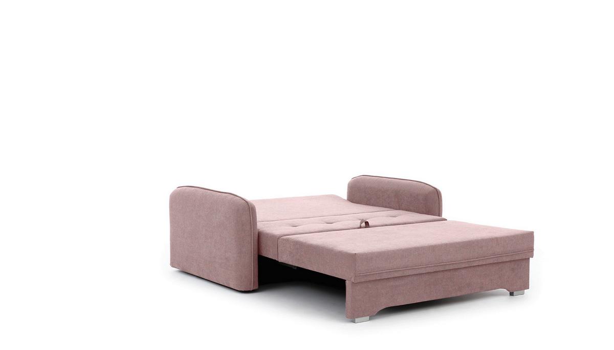 Schlafsofa Laine Rosa, B: 155 cm - Silberfarben/Rosa, Design, Textil (155/105/75cm) - MID.YOU